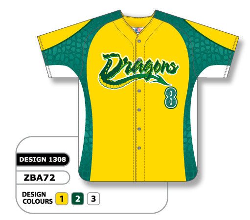Athletic Knit Custom Sublimated Full Button Baseball Jersey Design 1308 (ZBA72-1308)
